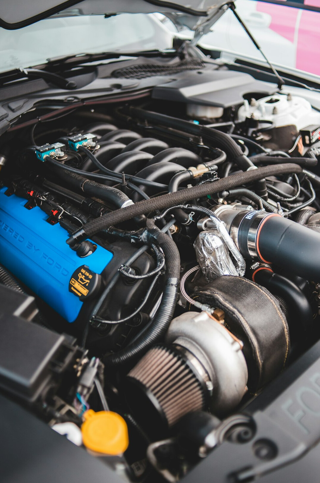 powerful car engine closeup
