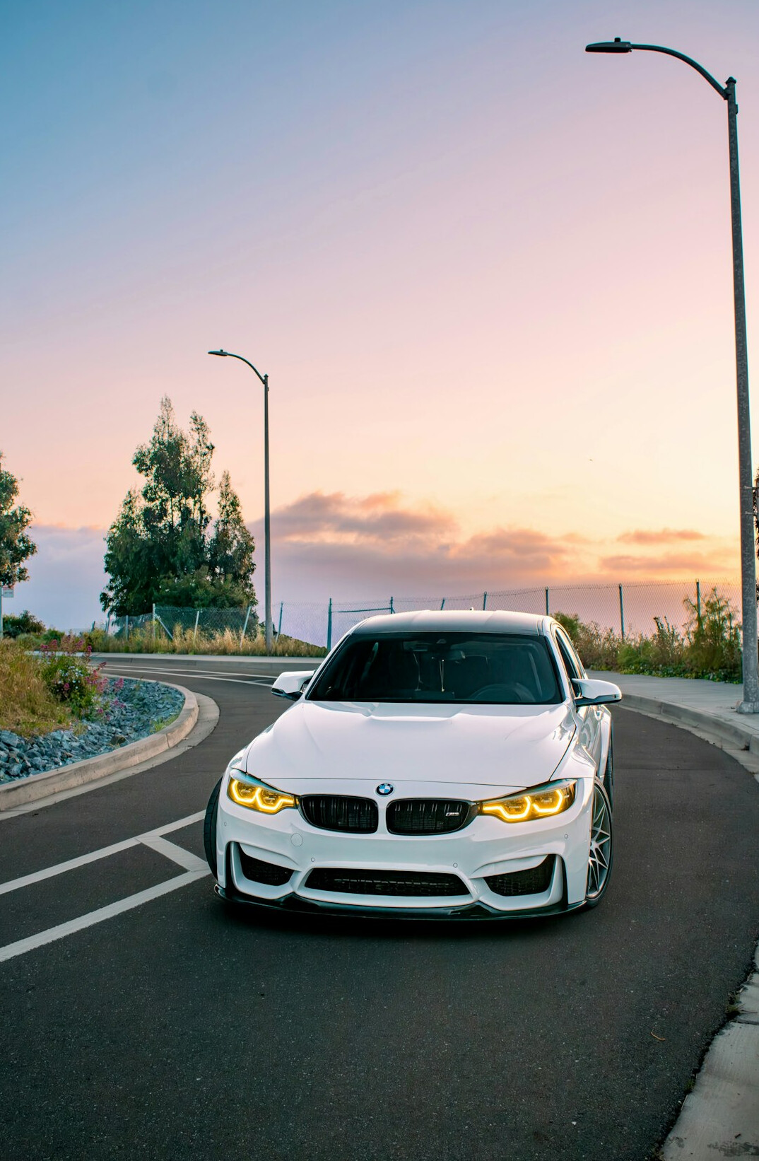 luxury car sunset drive