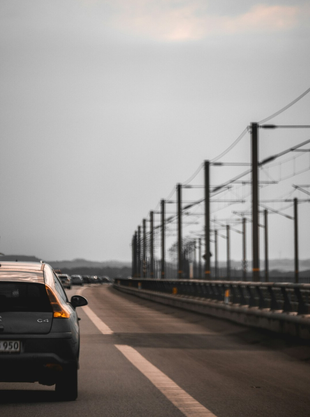 stylish electric car on highway